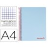 Cuaderno espiral liderpapel a4 micro wonder tapa plastico 120h 90 gr cuadro 5 mm 5 banda4 taladros color celeste