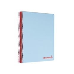 Cuaderno espiral liderpapel a4 micro wonder tapa plastico 120h 90 gr cuadro 5 mm 5 banda4 taladros color celeste