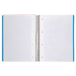 Cuaderno espiral liderpapel a4 micro wonder tapa plastico 120h 90 gr cuadro 5 mm 5 banda4 taladros color naranja