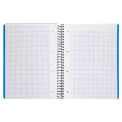 Cuaderno espiral liderpapel a4 micro wonder tapa plastico 120h 90 gr cuadro 5 mm 5 banda4 taladros color celeste