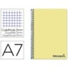 Cuaderno espiral liderpapel a7 micro wonder tapa plastico 100h 90 gr cuadro 5mm 4 bandas color amarillo