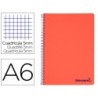 Cuaderno espiral liderpapel a6 micro wonder tapa plastico 120h 90 gr cuadro 5mm 4 bandas color rojo