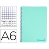 Cuaderno espiral liderpapel a6 micro wonder tapa plastico 120h 90 gr cuadro 5mm 4 bandas color verde