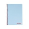 Cuaderno espiral liderpapel a6 micro wonder tapa plastico 120h 90 gr cuadro 5mm 4 bandas color celeste