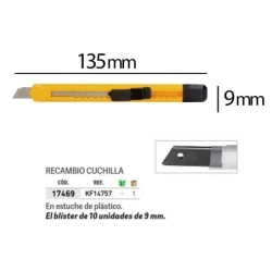 Cuter q-connect plastico estrecho cuchilla 9 mm xd-04 blister 1 unidad