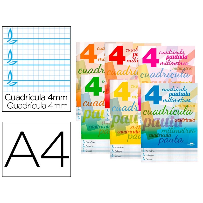 Libreta liderpapel pautaguia tapa cartoncillo 32 hojas din a4 70 gr cuadriculado pautado 4 mm Libreta liderpapel pautaguia tapa cartoncillo 32 hojas din a4 70 gr cuadriculado pautado 4 mm