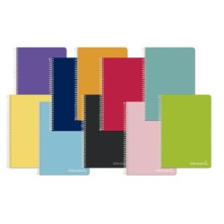 Cuaderno espiral liderpapel cuarto witty tapa dura 80h 75gr cuadro 6mm con margen colores surtidos