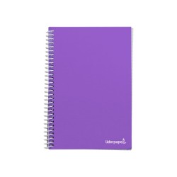 Cuaderno espiral liderpapel a4 micro smart tapa blanda 80h60gr cuadro 5mm doble margen 4 taladros colores surtidos