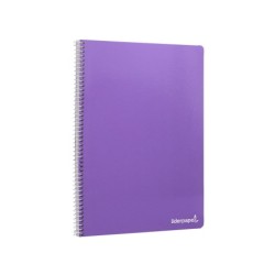 Cuaderno espiral liderpapel folio smart tapa blanda 80h 60gr cuadro 4mm con margen color violeta