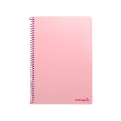 Cuaderno espiral liderpapel folio smart tapa blanda 80h 60gr cuadro 4mm con margen color rosa