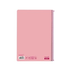Cuaderno espiral liderpapel folio smart tapa blanda 80h 60gr cuadro 4mm con margen color rosa
