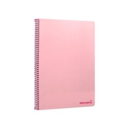 Cuaderno espiral liderpapel folio smart tapa blanda 80h 60gr cuadro 4mm con margen color rosa