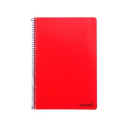 Cuaderno espiral liderpapel folio smart tapa blanda 80h 60gr cuadro 4mm con margen color rojo
