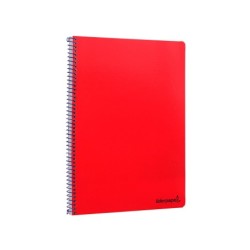 Cuaderno espiral liderpapel folio smart tapa blanda 80h 60gr cuadro 4mm con margen color rojo