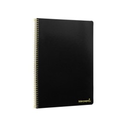 Cuaderno espiral liderpapel folio smart tapa blanda 80h 60gr cuadro 4mm con margen color negro