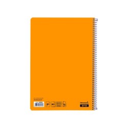 Cuaderno espiral liderpapel folio smart tapa blanda 80h 60gr cuadro 4mm con margen color naranja