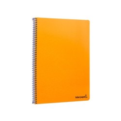 Cuaderno espiral liderpapel folio smart tapa blanda 80h 60gr cuadro 4mm con margen color naranja