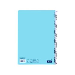 Cuaderno espiral liderpapel folio smart tapa blanda 80h 60gr cuadro 4mm con margen color celeste