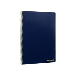 Cuaderno espiral liderpapel folio smart tapa blanda 80h 60gr cuadro 4mm con margen color azul oscuro