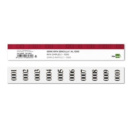 Tira de rifa liderpapel sencilla 1 al 1000