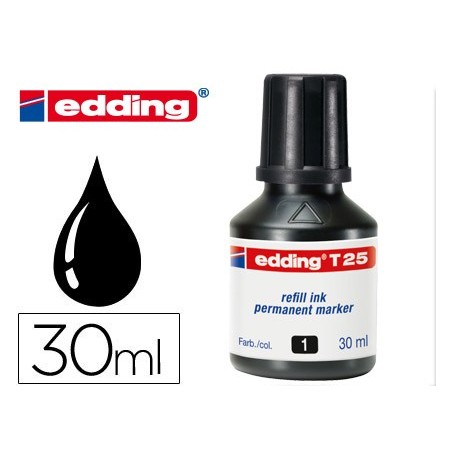 Tinta rotulador edding t-25 negro bote 30 ml