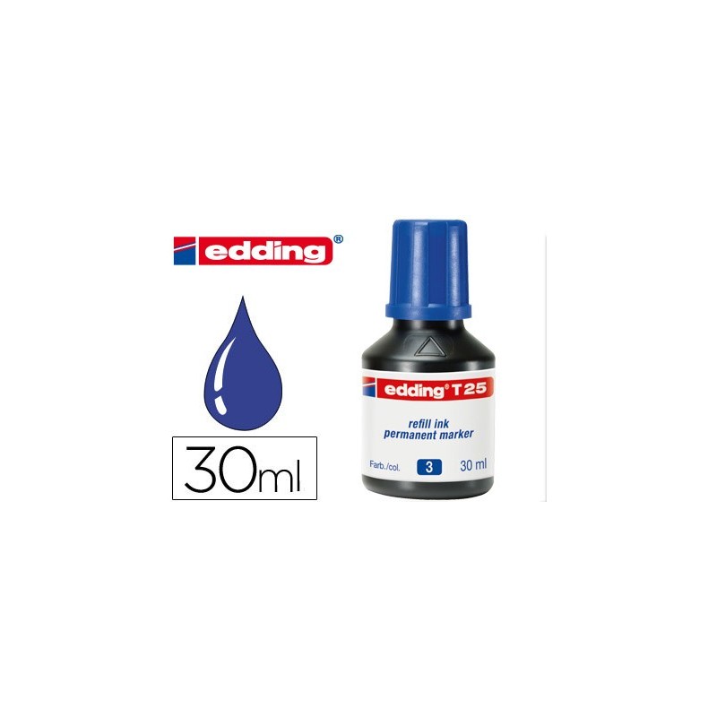 Tinta rotulador edding t-25 azul bote 30 ml