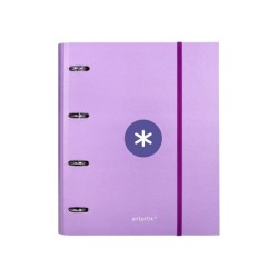 Carpeta con recambio antartik a4 cuadro 5mm forrada 4 anillas 40mm redondas con solapa color lavanda