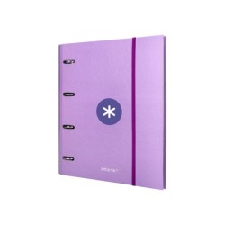 Carpeta con recambio antartik a4 cuadro 5mm forrada 4 anillas 40mm redondas con solapa color lavanda