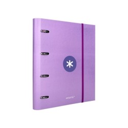 Carpeta con recambio antartik a4 cuadro 5mm forrada 4 anillas 40mm redondas con solapa color lavanda