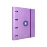 Carpeta con recambio antartik a4 cuadro 5mm forrada 4 anillas 40mm redondas con solapa color lavanda