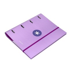 Carpeta con recambio antartik a4 cuadro 5mm forrada 4 anillas 40mm redondas con solapa color lavanda