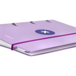 Carpeta con recambio antartik a4 cuadro 5mm forrada 4 anillas 40mm redondas con solapa color lavanda