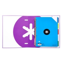 Carpeta con recambio antartik a4 cuadro 5mm forrada 4 anillas 40mm redondas con solapa color lavanda