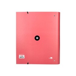 Carpeta con recambio antartik a4 cuadro 5mm forrada 4 anillas 40mm redondas con solapa color coral