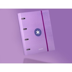 Carpeta con recambio antartik a4 cuadro 5mm forrada 4 anillas 40mm redondas con solapa color lavanda