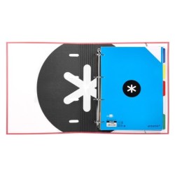 Carpeta con recambio antartik a4 cuadro 5mm forrada 4 anillas 40mm redondas con solapa color coral