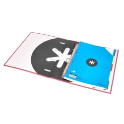 Carpeta con recambio antartik a4 cuadro 5mm forrada 4 anillas 40mm redondas con solapa color coral