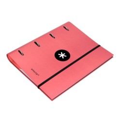 Carpeta con recambio antartik a4 cuadro 5mm forrada 4 anillas 40mm redondas con solapa color coral
