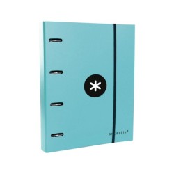 Carpeta con recambio antartik a4 cuadro 5mm forrada 4 anillas 40mm redondas con solapa color menta