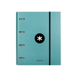 Carpeta con recambio antartik a4 cuadro 5mm forrada 4 anillas 40mm redondas con solapa color menta