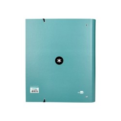 Carpeta con recambio antartik a4 cuadro 5mm forrada 4 anillas 40mm redondas con solapa color menta