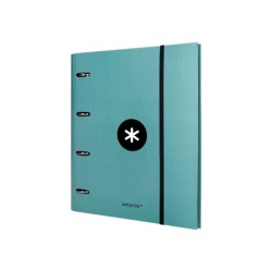 Carpeta con recambio antartik a4 cuadro 5mm forrada 4 anillas 40mm redondas con solapa color menta