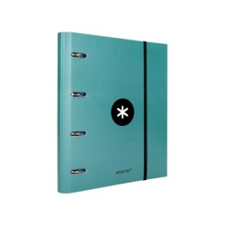 Carpeta con recambio antartik a4 cuadro 5mm forrada 4 anillas 40mm redondas con solapa color menta