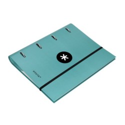 Carpeta con recambio antartik a4 cuadro 5mm forrada 4 anillas 40mm redondas con solapa color menta