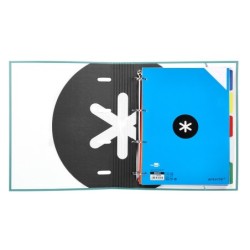 Carpeta con recambio antartik a4 cuadro 5mm forrada 4 anillas 40mm redondas con solapa color menta