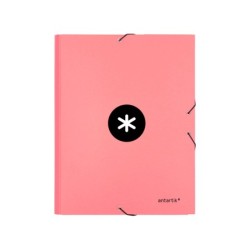 Carpeta antartik clasificadora a4 12 departamentos goma carton forrado color coral