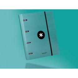 Carpeta con recambio antartik a4 cuadro 5mm forrada 4 anillas 40mm redondas con solapa color menta