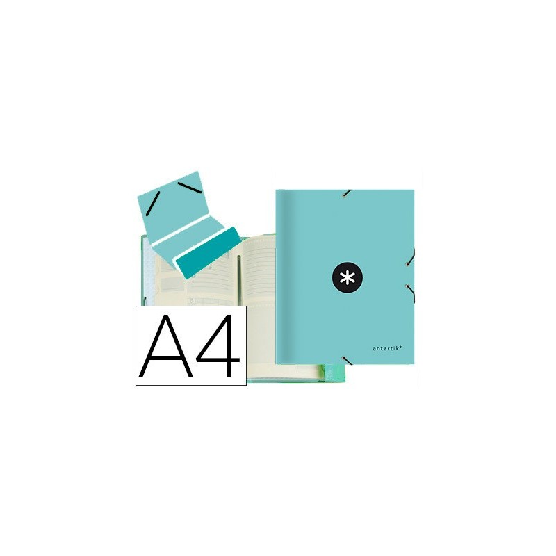 Carpeta antartik clasificadora a4 12 departamentos goma carton forrado color menta