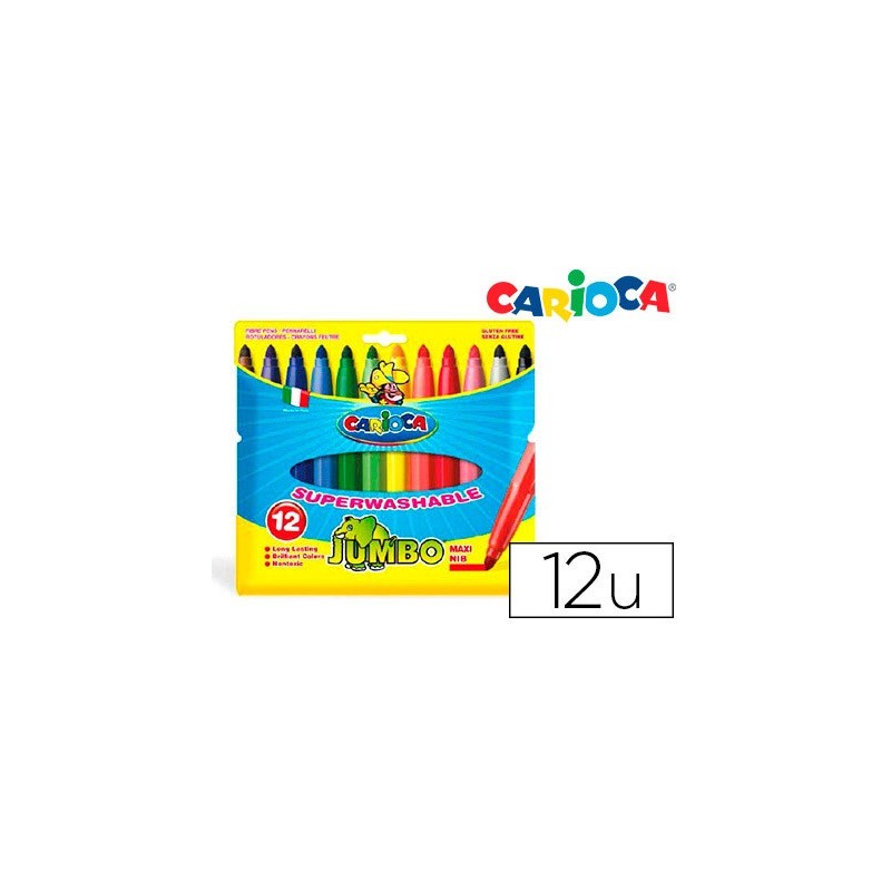 Rotulador carioca jumbo punta gruesa estuche de 12 colores surtidos