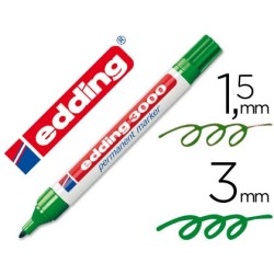 Rotulador edding marcador permanente 3000 verde punta redonda 1,5-3 mm recargable
